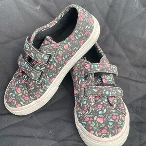 Wonder Nation Floral Canvas Sneakers Girls Size 12 • Double Velcro • Memory Foam